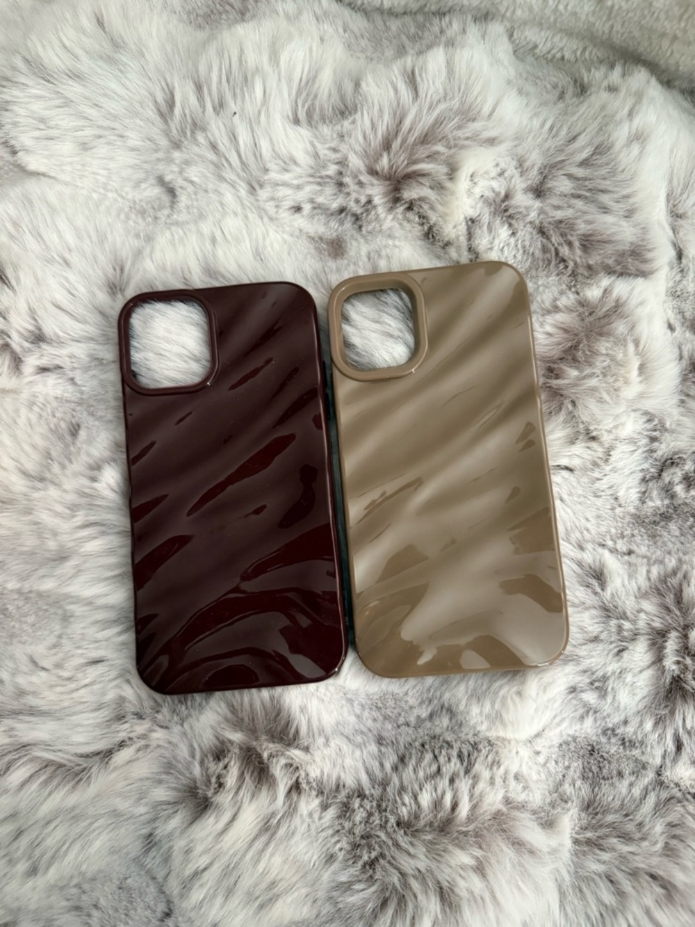 SHEIN Glossy Duo Phone Case Set - Deep Brown & Taupe